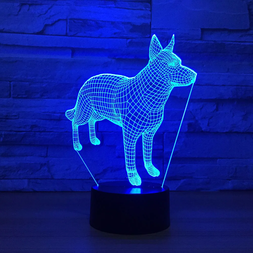 Doberman Pinscher 3D ночные светильники 7 цветов меняющиеся светодиодные новинки Luminaria