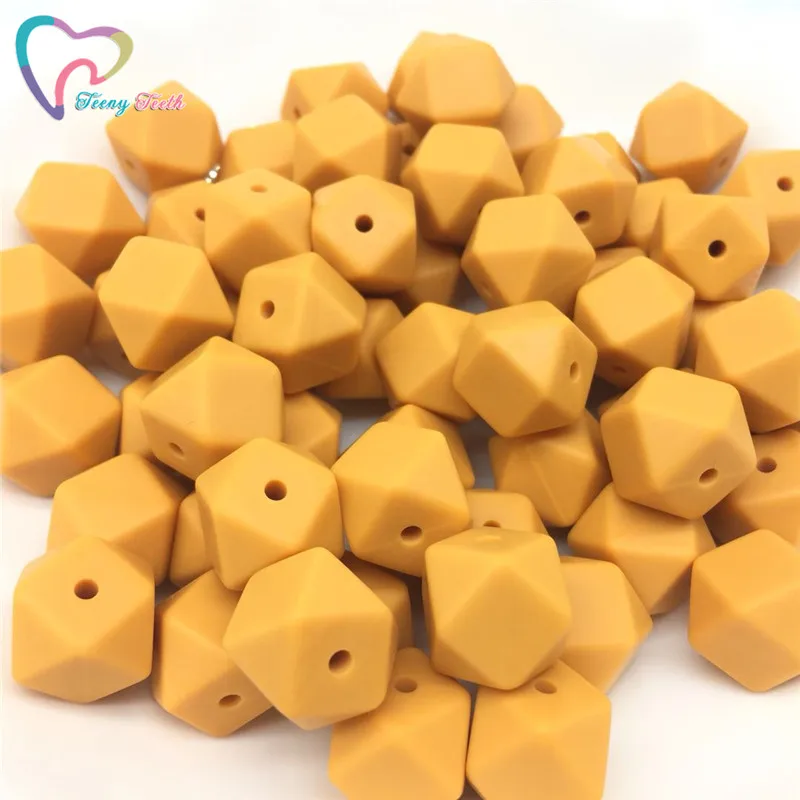 Mango Teeny teeth 10 шт. 14 мм шестигранные Силиконовые бусы для прорезывания зубов детские DIY игрушечный детский душ подарок ожерелье соска цепь Силиконовые бусы - Цвет: Mango