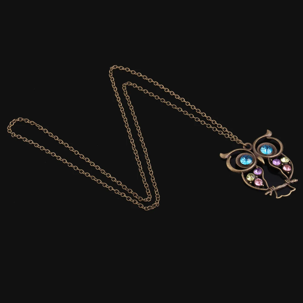 Модные Винтажные Ювелирные изделия со стразами и совой длинный кулон свитер