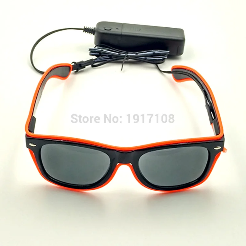 EL очки с черным/темным объективом 10 цветов доступны с устойчивый на костюм водителя светодиодный светящиеся очки для DJ сверкающие принадлежности для вечеринки - Цвет: Orange