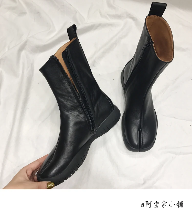 Женские ботильоны из натуральной кожи с раздельным носком повседневные