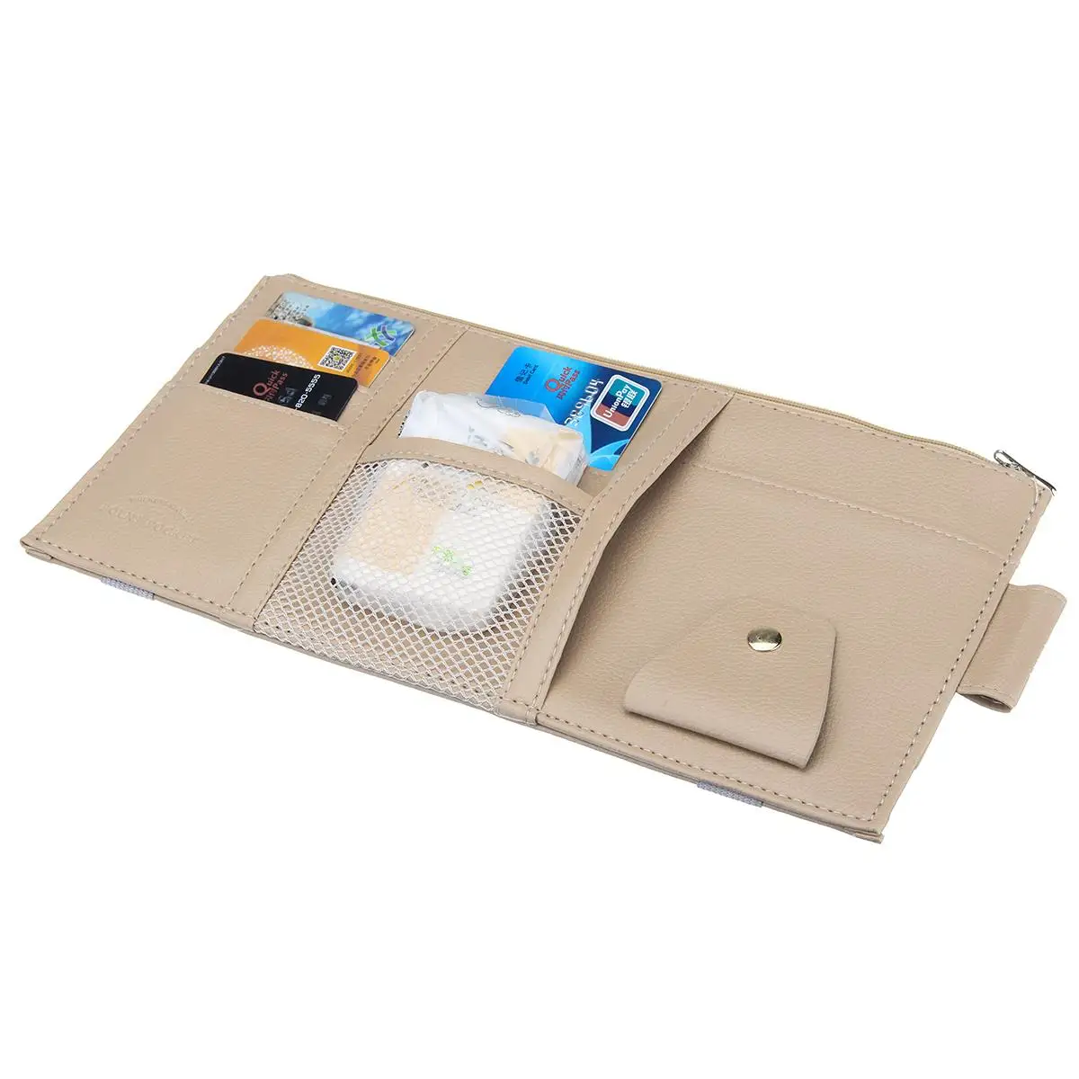beige Автомобильный солнцезащитный козырек Солнцезащитные очки держатель для очков зажим для хранения Органайзер Кредитная карта посылка ID хранение ручка сумка мульти-карман - Название цвета: beige