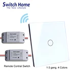 Радиочастотный выключатель света с дистанционным управлением, Европейский стеклянный беспроводной настенный сенсорный выключатель, приемник источника питания постоянного тока, переключатель контроллера передатчика