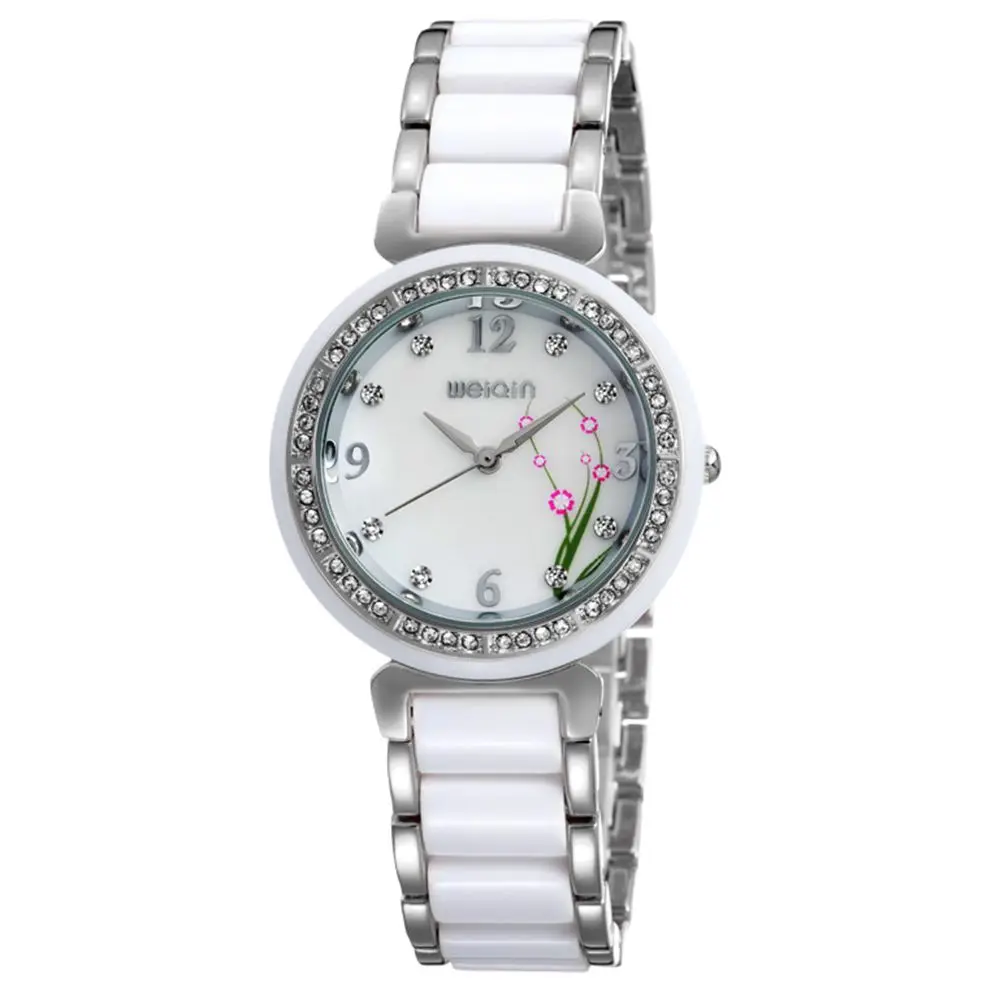 Weiqin марка розовое золото серебро белый смотреть женщины с смолы ремешок дамы