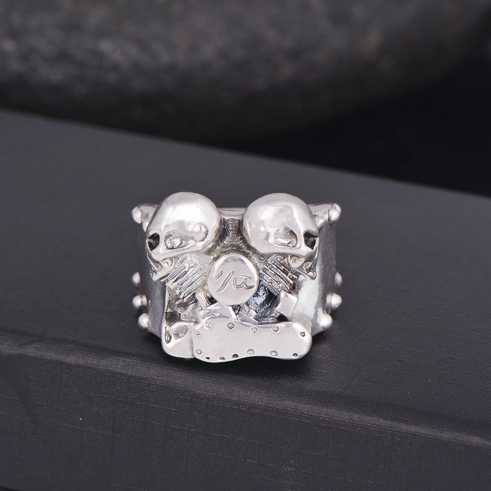 Подарки на день отца хип хоп рок серебро панк Череп бижутерия мужские байкерские кольца для пары Резные