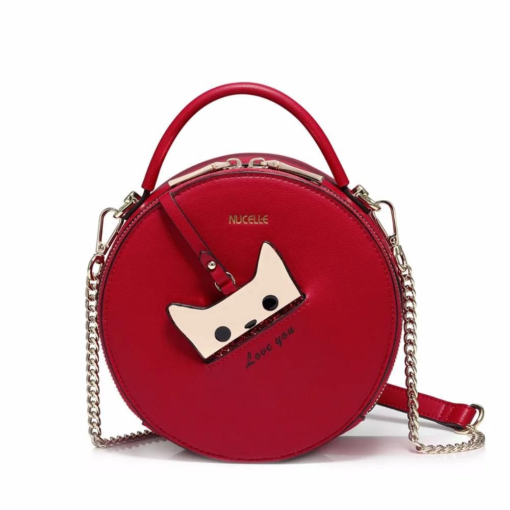 Nucelle бренд Для женщин кожа Сумки Дамская Мода Cat Messenger Tote кошелек женский Цепи