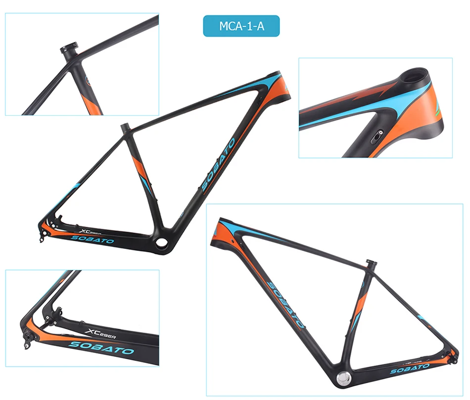 SOBATO карбоновая велосипедная рама UD 29er полностью углеродная MTB рама 29 для велосипедной рамы через ось