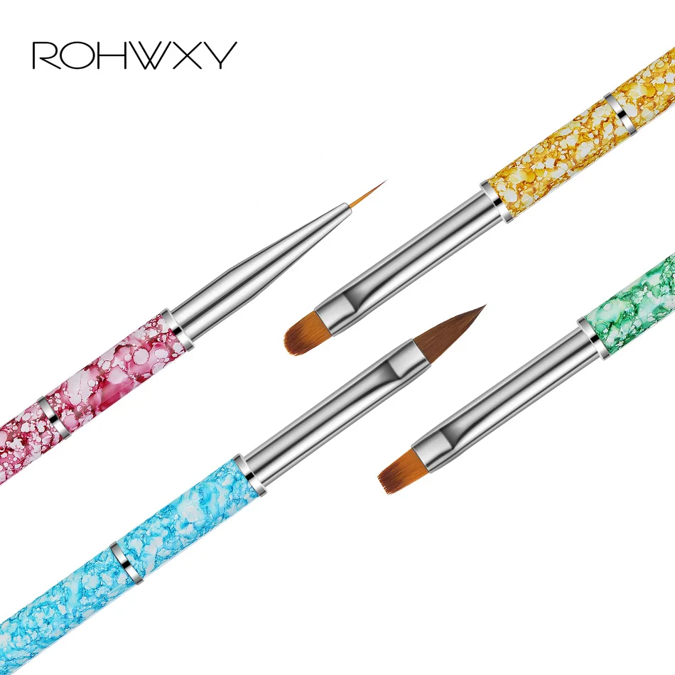 ROHWXY УФ-гель акриловый набор кистей для дизайна ногтей Гель-лак линия для рисования резьба ручка Типсы для маникюра Инструменты комплект