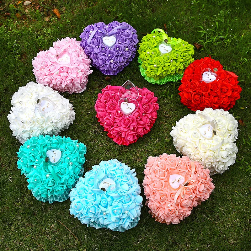 Бесплатная доставка цветок Сердце Дизайн свадебное кольцо Подушка Detalles Boda