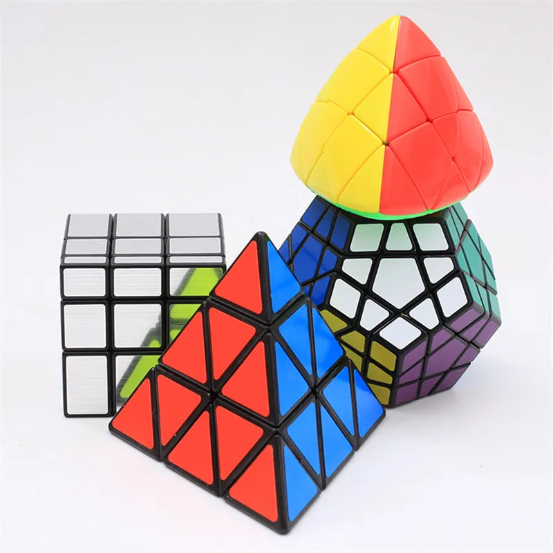 4Pcs/Set Megaminx Dodecahedron 12 Sided Speed Magic Cube Profession Shaped Pyramid Mirror Puzzle Educational Toys For Kids | Игрушки и