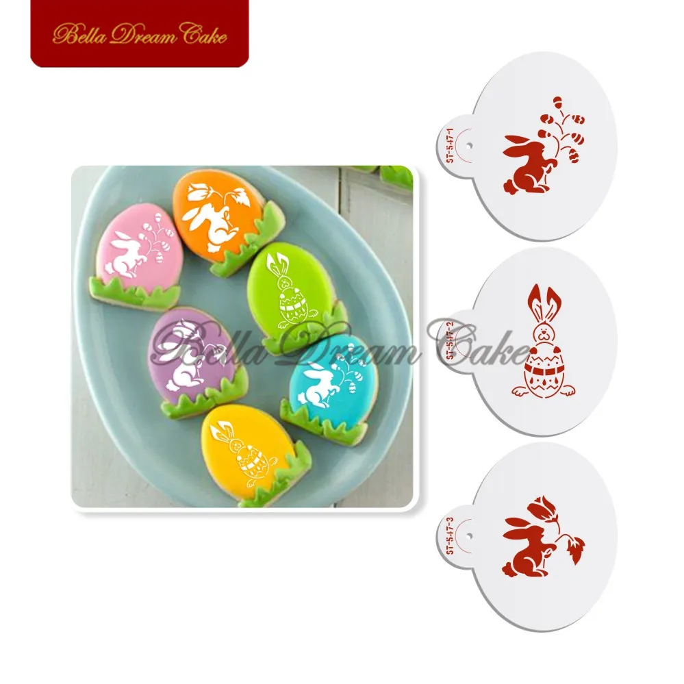 3 шт./компл. пасхальные кролики трафарет для торта Пластиковая форма украшения