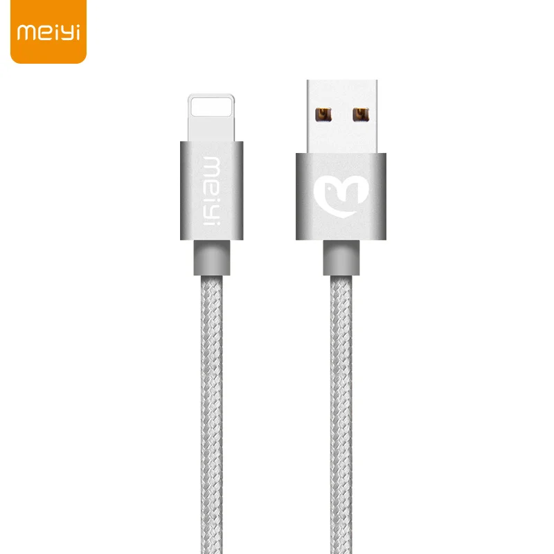 Meiyi M23 1 м металлический штекер нейлоновый Плетеный USB кабель для iPhone 8 7 6 6s Plus 5S iPad