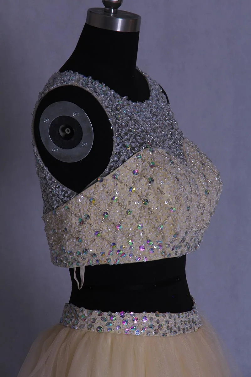 Кроп топ цвета шампанского из двух частей короткое/мини платье для выпускного