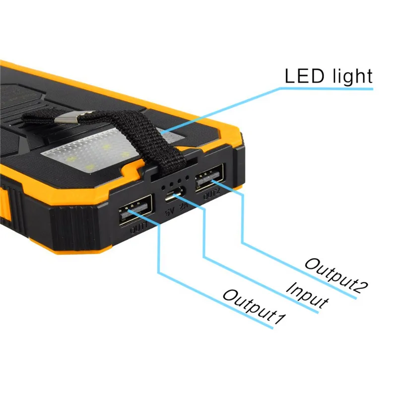 Best Price Waterproof 30000mah Solar power bank Charger External battery LED lighting outdoor Charging PowerBank for Cell phone | Мобильные