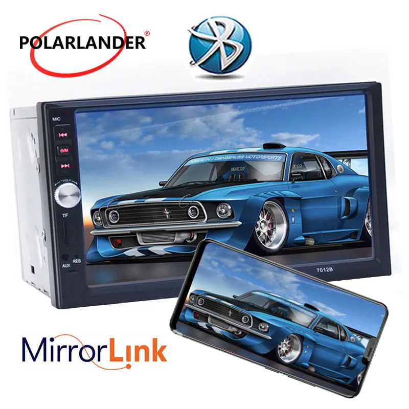Зеркало Ссылка Авторадио автомобиля видео плеер 2 Din FM USB TF 7 &quotдюймовый сенсорный