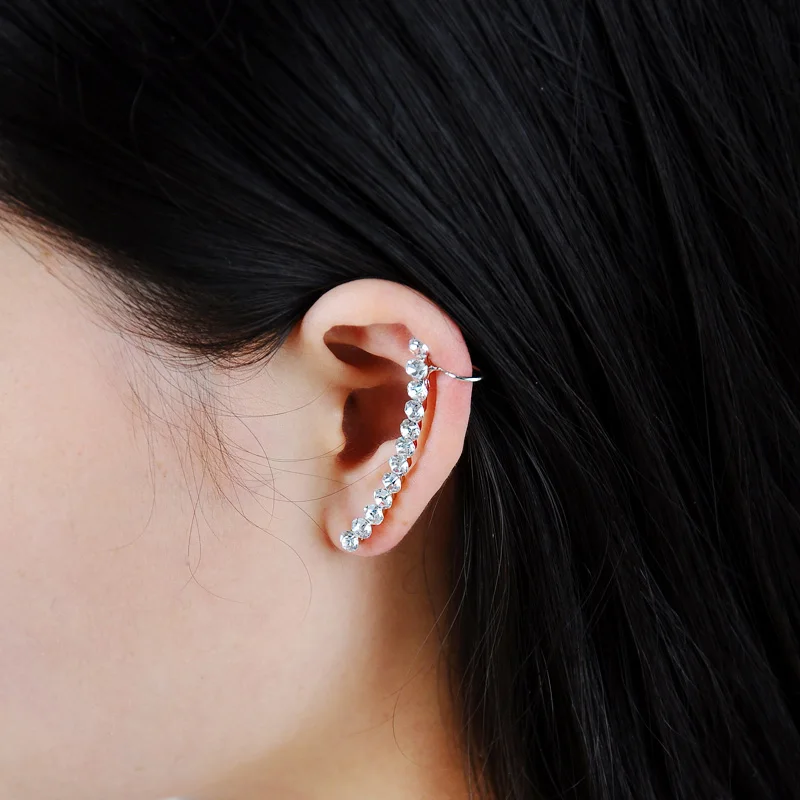 Женские серьги клипсы с искусственным жемчугом простые манжеты кристаллами