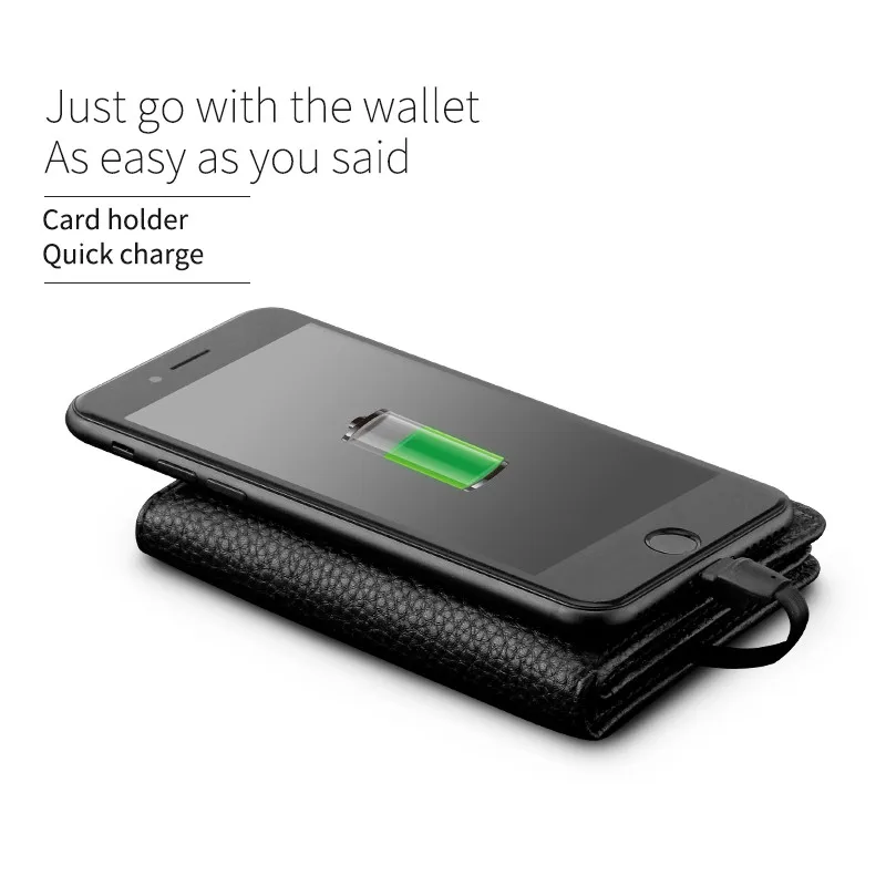 Умный кошелек BISI GORO 2019 с USB зарядкой адаптируемый для Ipone и Android Емкостью 4000 мА · ч