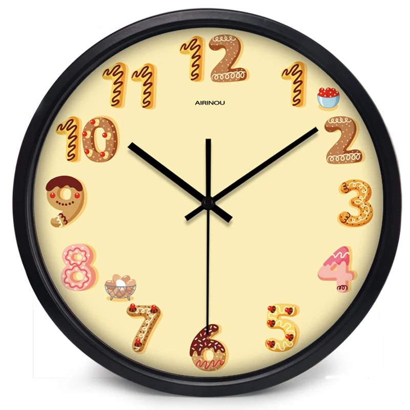Airinou хлебобулочные Мультяшные забавные настенные часы для кофейни торта печенья