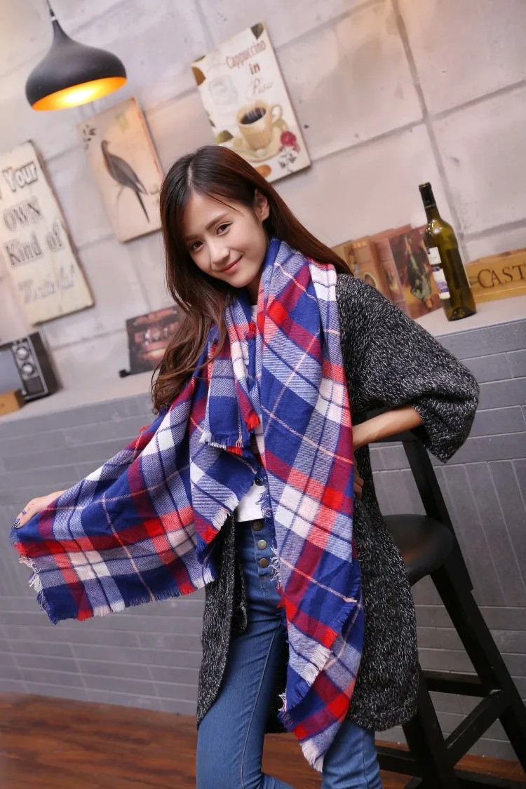 Новый Модный женский клетчатый шарф зима осень кашемировый брендовый акриловый