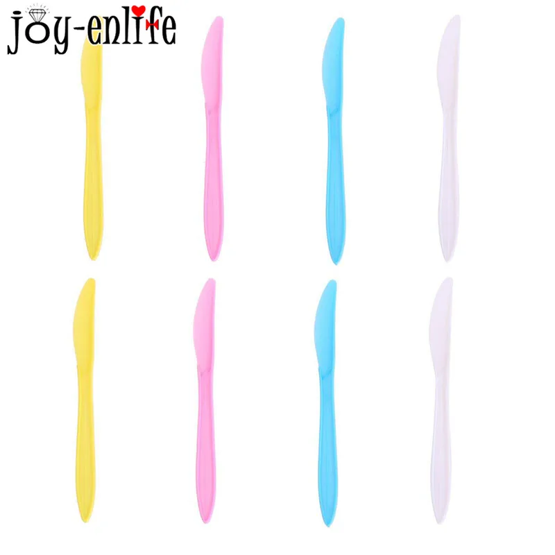 JOY-ENLIFE 8 шт сплошной цвет набор одноразовых столовых приборов пластиковая вилка нож ложка посуда для вечеринки в честь Дня рождения детский душ принадлежности