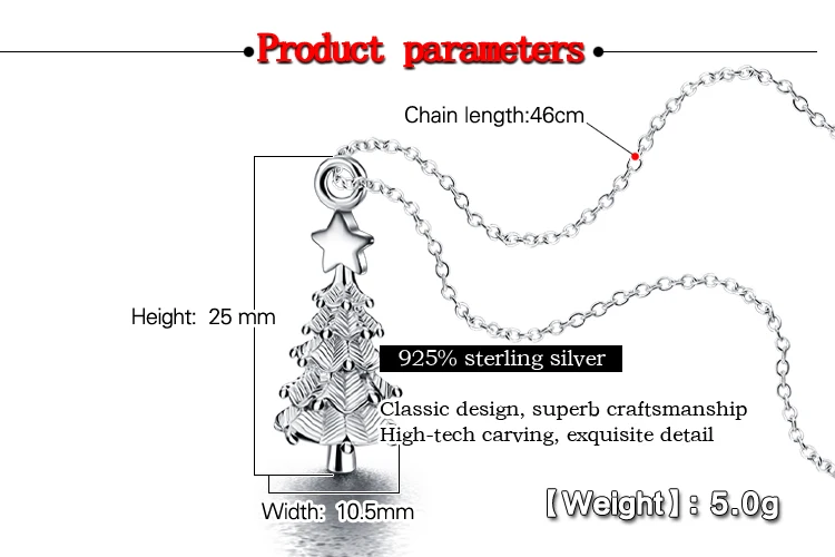 Женское колье с подвеской на рождественскую елку модное серебряным покрытием