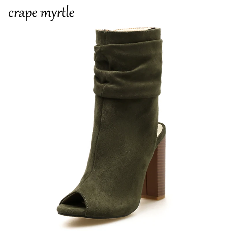 Новые женские ботильоны с открытым носком на высоком каблуке модные летние