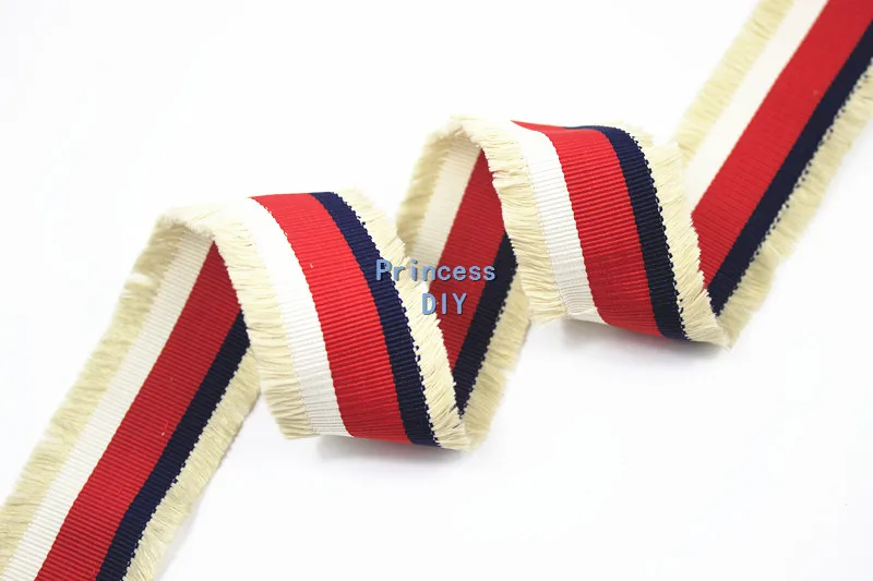 5m/L 45mm Grosgrain Polyester Webbing Beige Blue Red Stripe Ribbon Bag Decorated Tape Trim DIY Hairbow Brooch Garment Accessory | Дом и сад