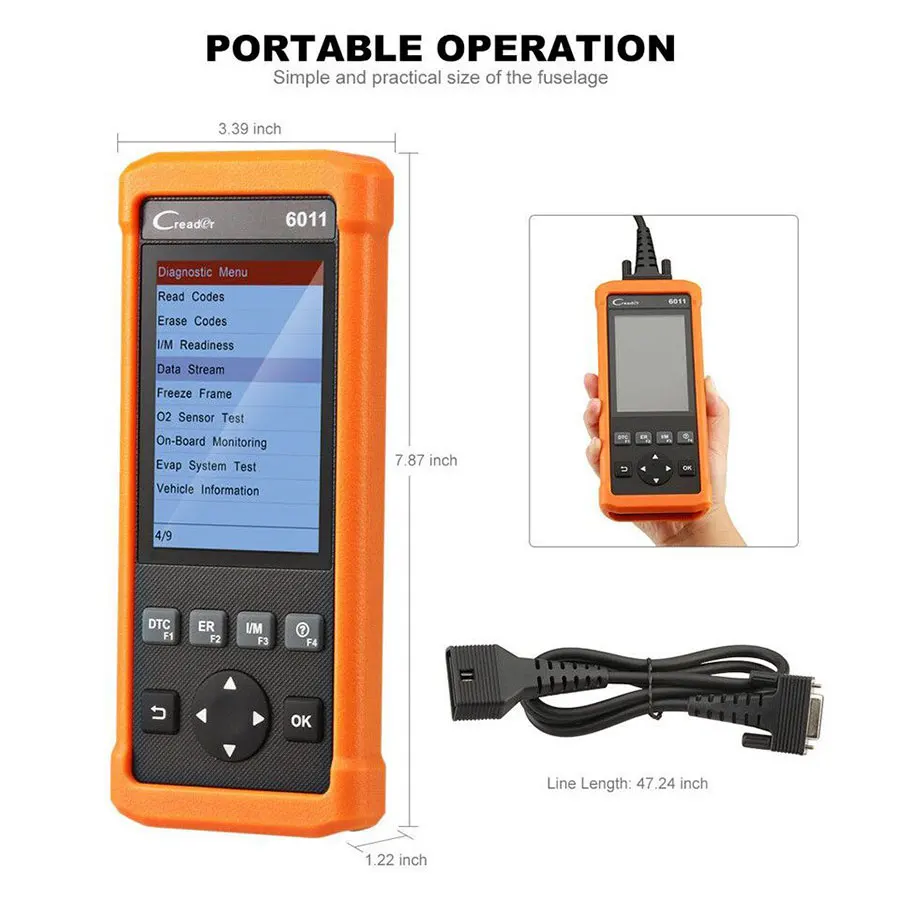 Старт CReader 6011 OBD2/диагностический сканер EOBD с акрилонитрил-бутадиен-стирол, ПП Системы диагностические функции