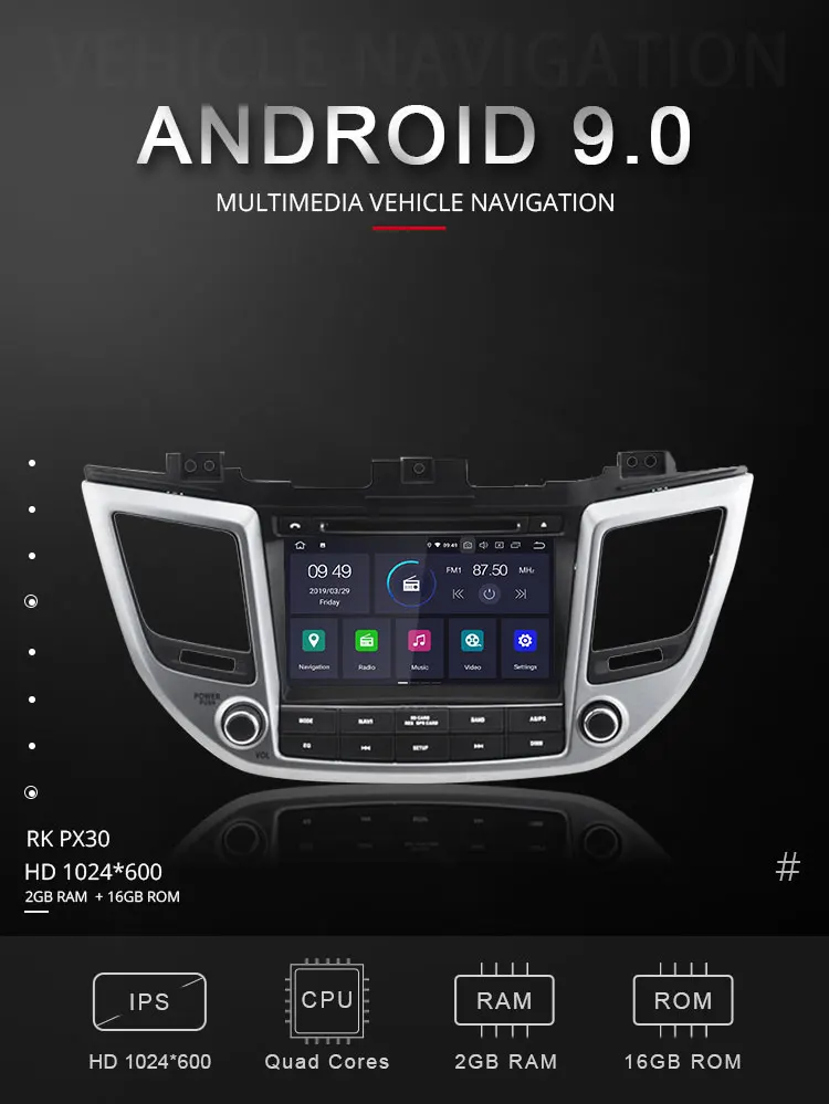 Topsna Android 9,0 автомобильный dvd-плеер для hyundai Tucson IX35 wifi gps навигация 2 Din автомагнитола стерео головное устройство CD