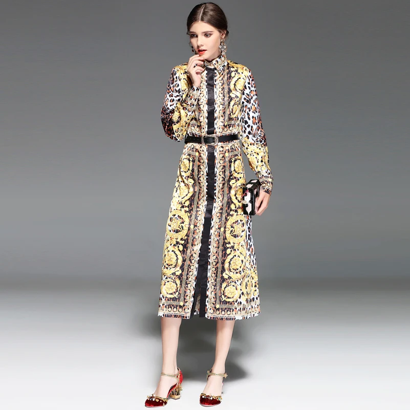 Высокое качество runways модные дизайнерские осенние длинные платья женские с