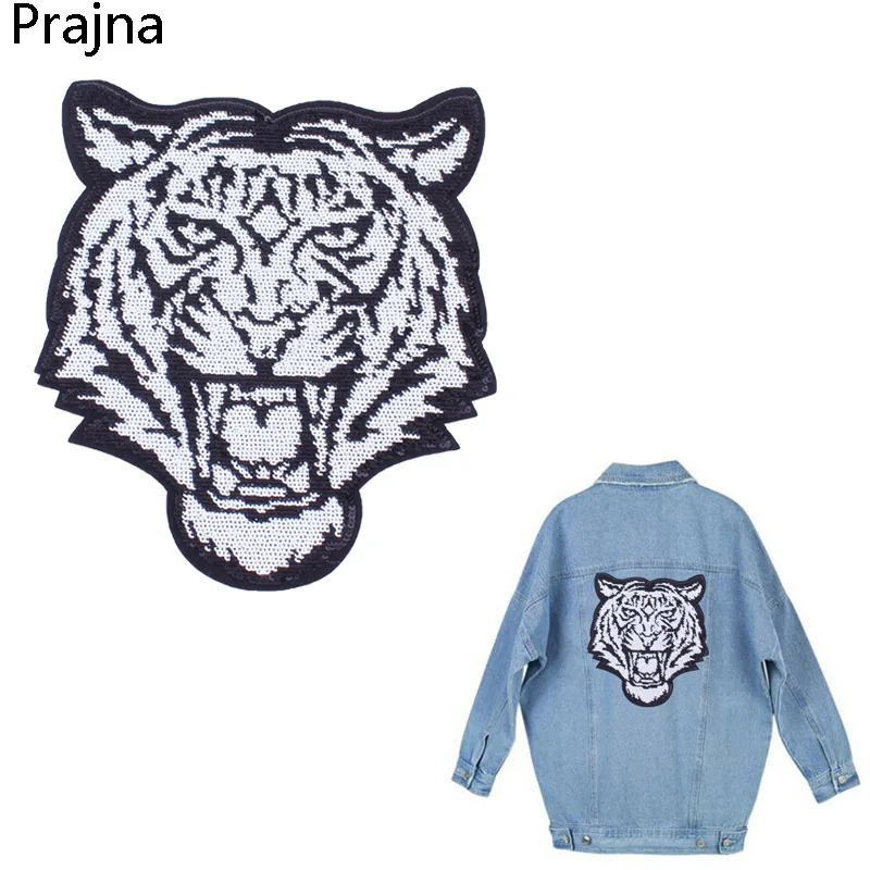 Prajna Большой Тигр патч в полоску животных панк Рок Железный на патч Байкер СТРАЗА, вышитые заплатки для одежды полоса на одежде джинсы