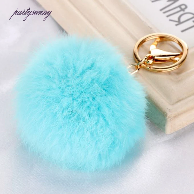 Горячие Продажи Помпоном Брелок Кролика Очарование Пушистый цепи Подвески