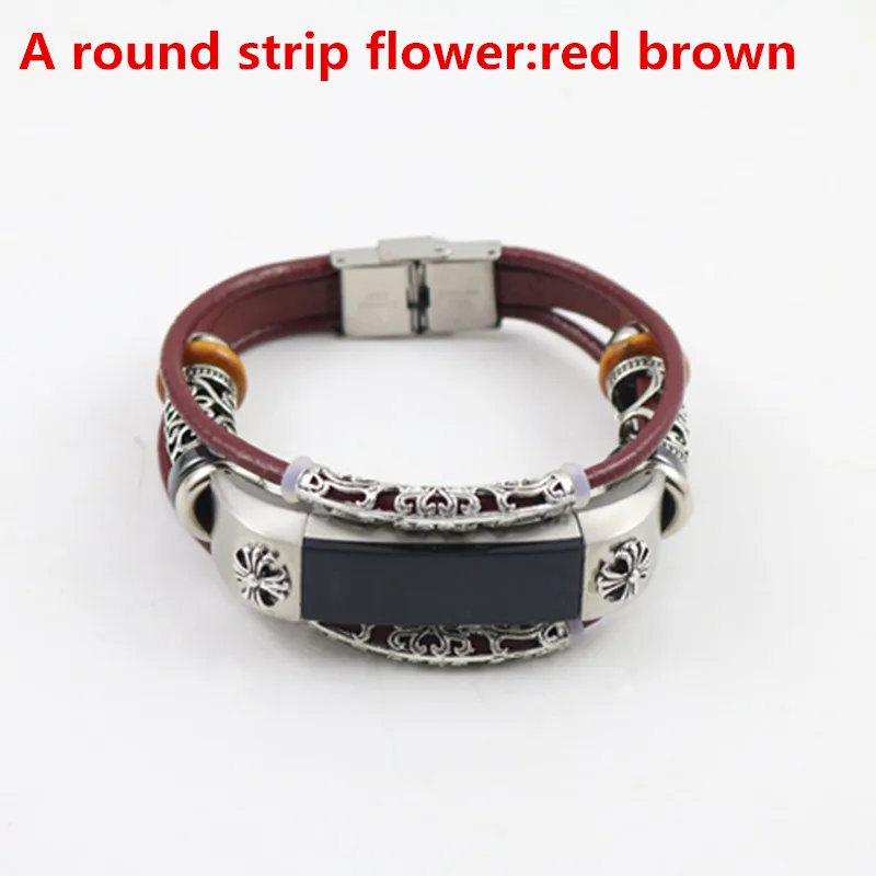 r flower red brown Хохлатый кожаный ремешок для Fitbit Alta/Fitbit Alta HR сменный ремешок браслет Ремешки для наручных часов - Цвет ремешка: r flower red brown