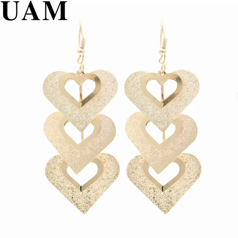 Женские серьги UAM Love длинные с большим сердцем романтические подарки для девушки