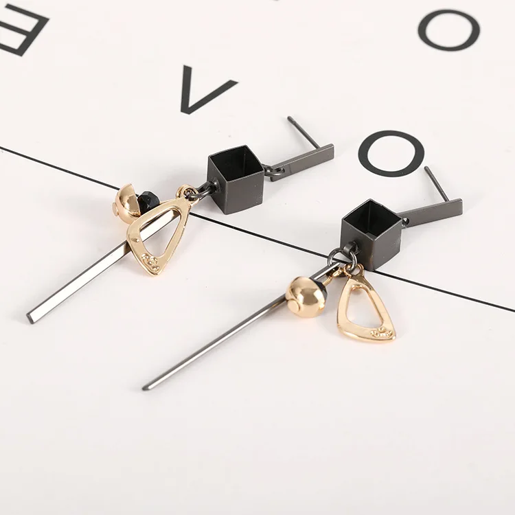 New Punk Style Geometric Square Triangle Metal Drop Earrings Long Tassels for Women Gifts Night Club Bar Jewelry Bijoux | Украшения и