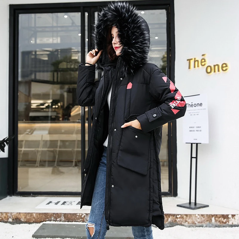 Новинка 2017 года Для женщин Длинные зимняя куртка Размеры XXL теплое хлопковое