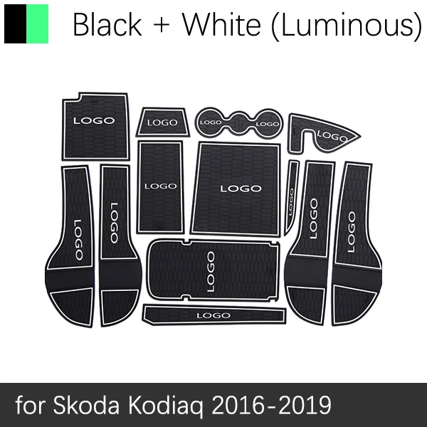 Противоскользящая резиновая ворота Слот Кубок мат для Skoda Yeti Kodiaq Karoq 2010 2011 2012 2013 автомобильные аксессуары наклейки - Название цвета: White Kodiaq