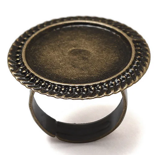 20 шт./лот регулируемая античная бронзовая круглый установка кольцо кабошон