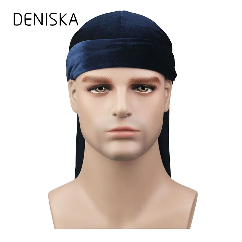 Дениска Для мужчин бархат Durags Бандана тюрбан шляпа парики ДУ Durag Байкер Головные