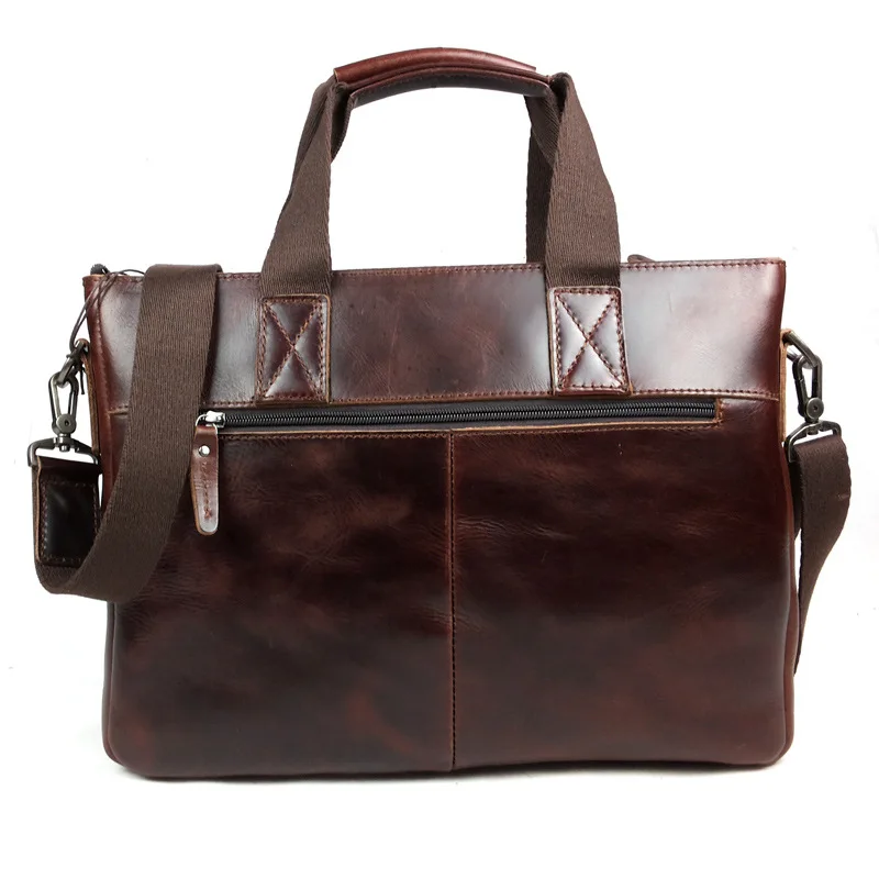 Мужской портфель из натуральной кожи с молнией|messenger bag|laptop messenger bagleather men briefcase |