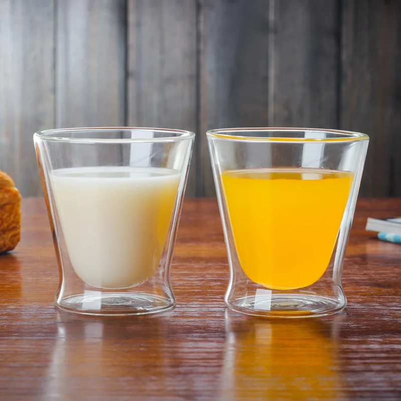 Double Wall Glass Cup Heat Resistant High Silicon Boron 300ml Wine Juice Beer Whiskey Cocktail Copas De Vino | Дом и сад