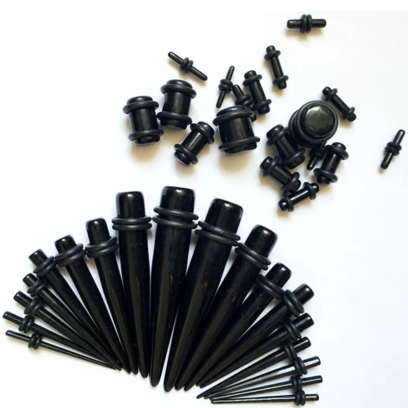 as show Новинка 18 шт/2 шт Набор для пирсинга черных ушей 00 г-14 г Tapers Plug Tunnel XIN - Окраска металла: as show