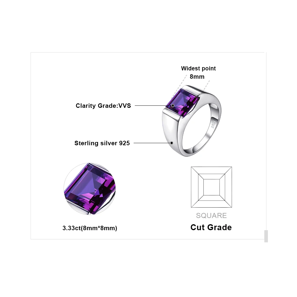 Jewelrypalace Для мужчин площади 3.3ct создан Александрит сапфир 925 Щепка кольцо Винтаж