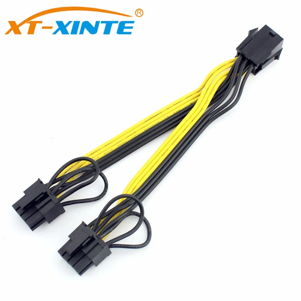 XT XINTE PCI E 6 контактов мама двойной 8 (6 + 2) Y образный разветвитель Кабель видеокарта