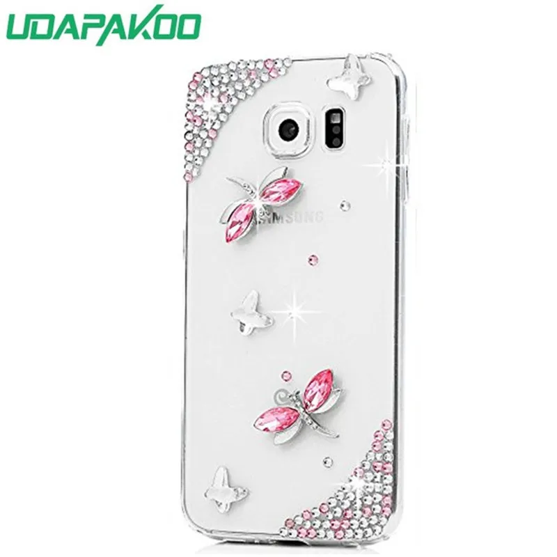 Udapakoo 3D Стразы бриллианты розовые бабочки чехол для Samsung A3 A5 A7 2016 2017 E5 C5 C7 C9 Note 2 3 4 5 8 9