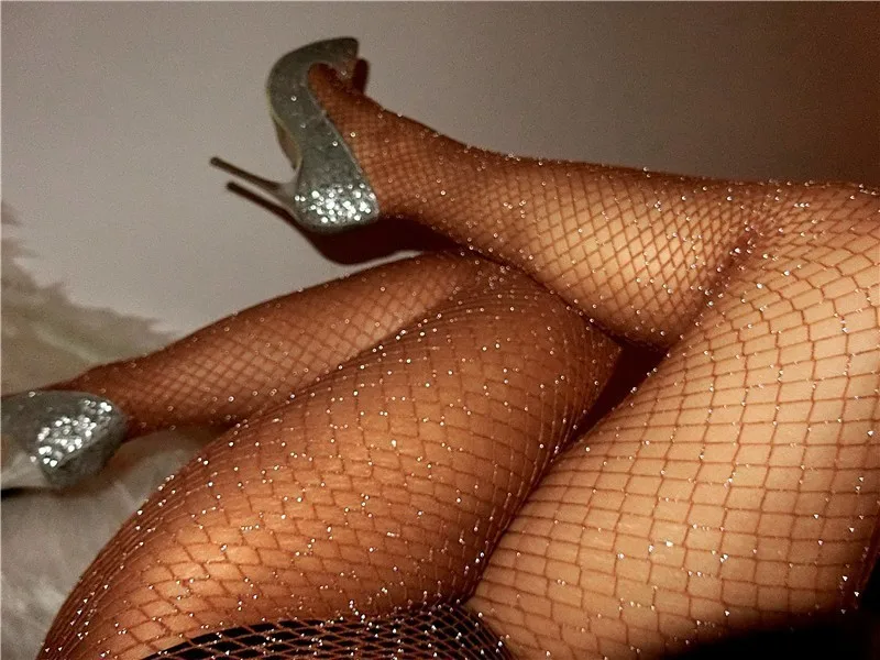 Женские чулки колготки блестящие карнавальные в сеточку рождественское неглиже