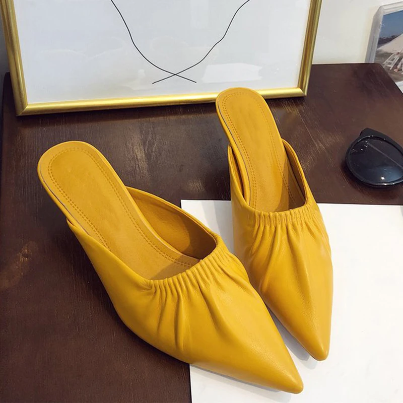 HEE GRAND/туфли лодочки ярких цветов с острым носком шлепанцы без задника