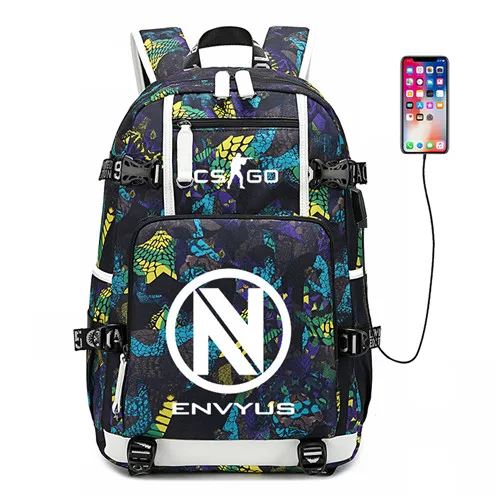 Style 16 CS GO FNATIC Virtus рюкзак USB порт рюкзак сумка Змеиный узор Подростковая Студенческая школьная сумка дорожная сумка для ноутбука - Цвет: Style 16