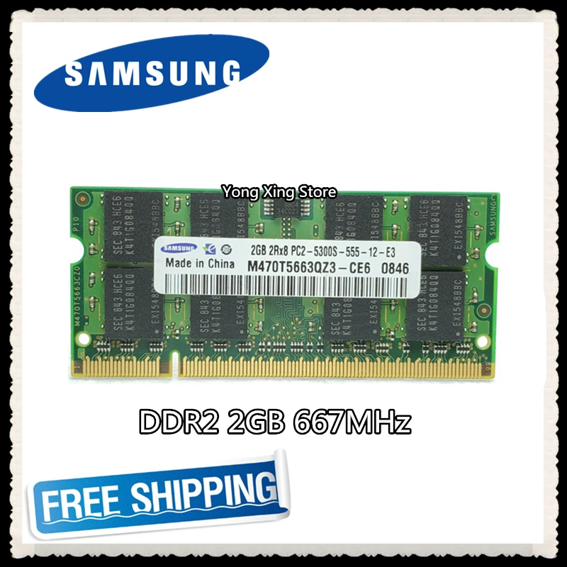 

Lifetime warranty Samsung DDR2 2GB 667MHz PC2-5300S Original authentic ddr 2 2G notebook memory Laptop RAM 200PIN SODIMM