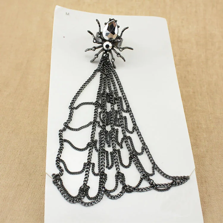 Черный Вдова Паук Паутина Тарантул большой кристалл рок браслет панк хип-хоп